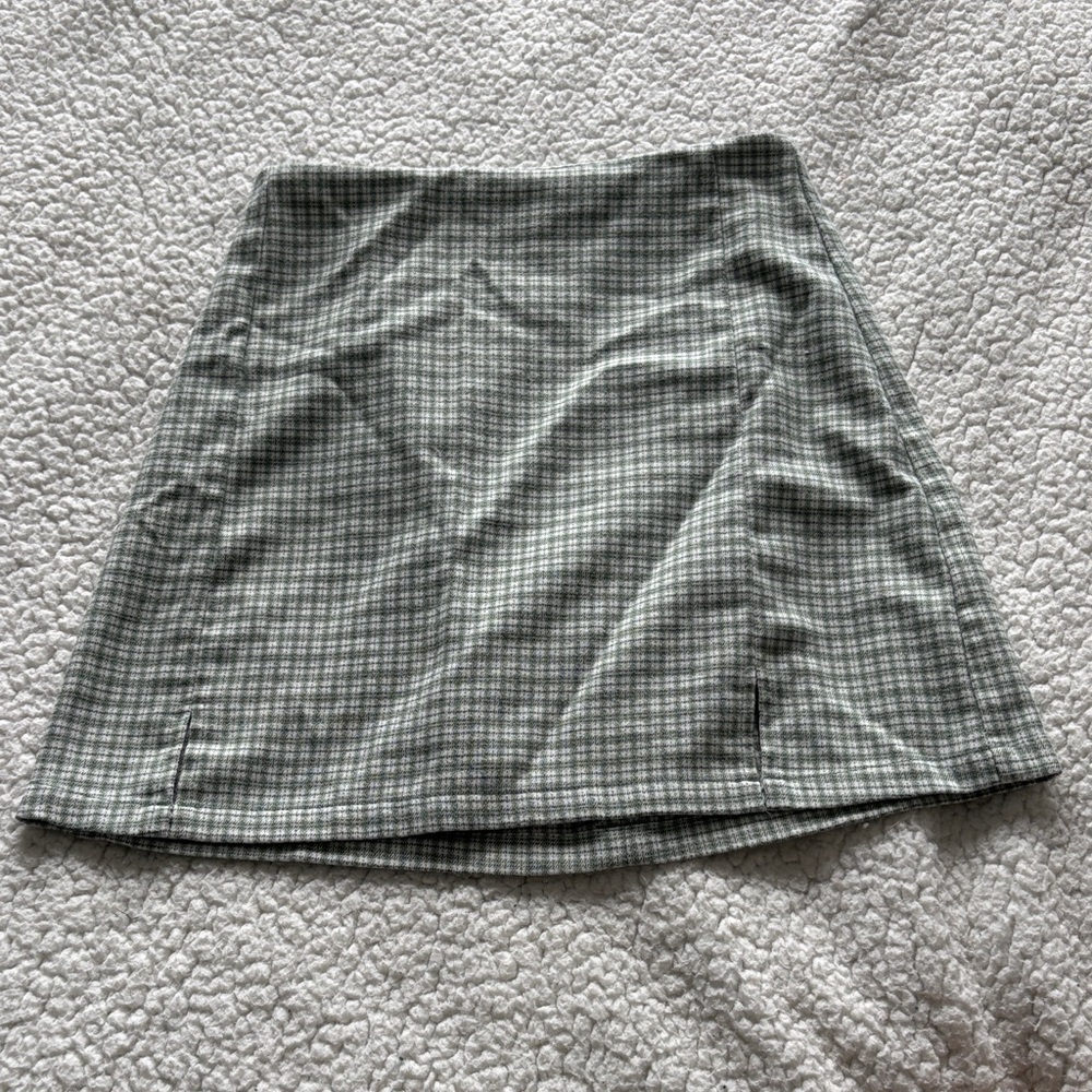 Plaid Green and White Women's Skirt